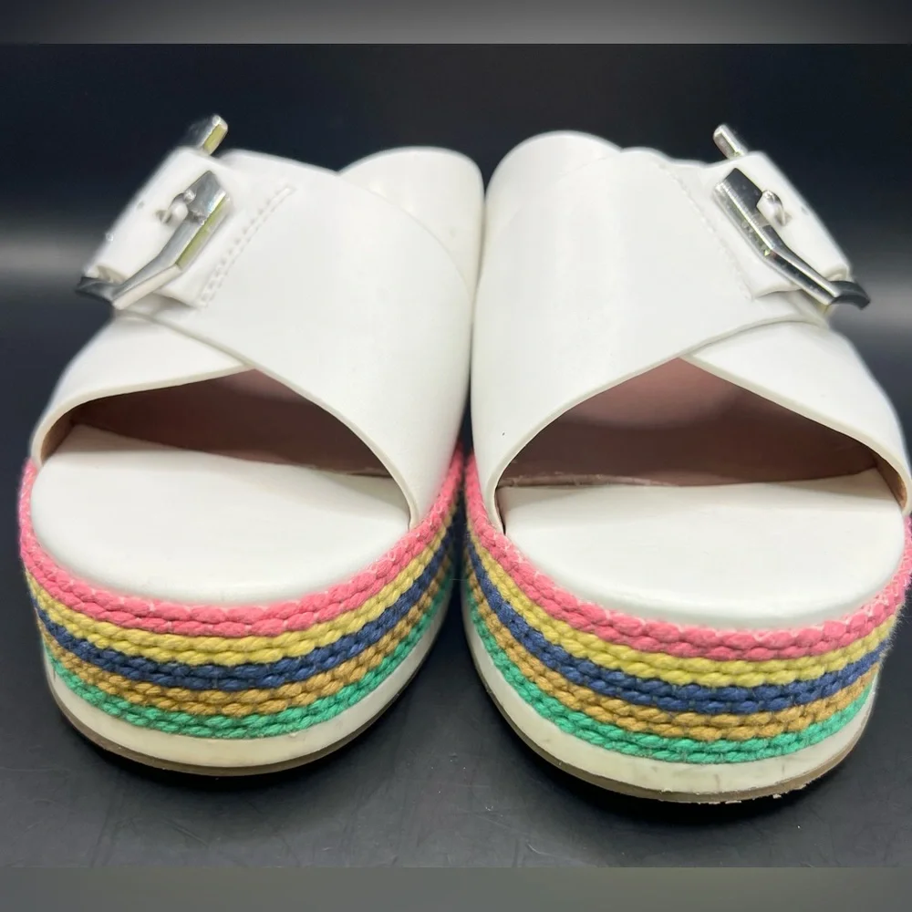 Louise et Cie White Platform Sandals with Multicolor‎ Sole, Size: 7.5